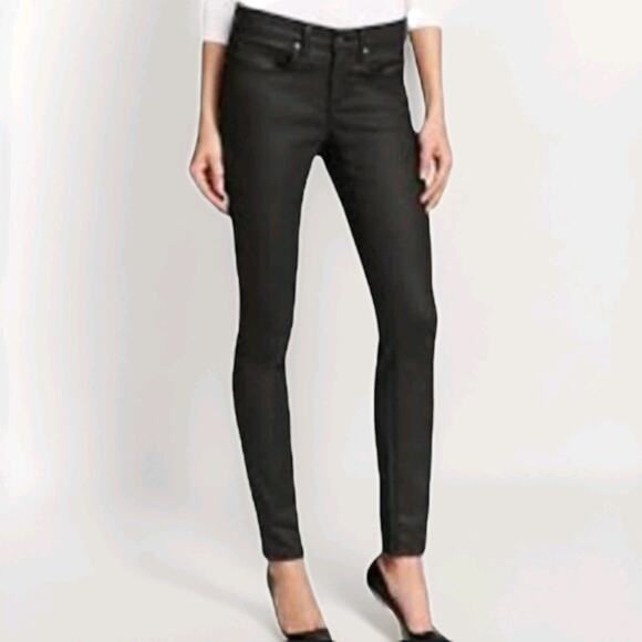 Eileen Fisher Womens Waxed Organic Cotton Stretch Denim Pant Black Biker Chic 4 - Picture 3 of 16